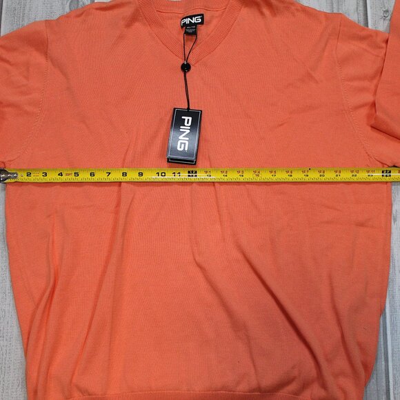 NEW Ping Golf Mens Clubhouse V-neck Sweater - Orange XL - Picture 4 of 7